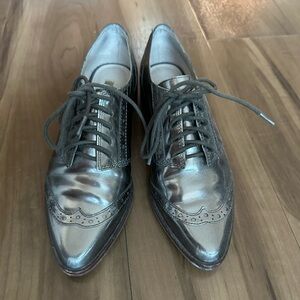 Silver loafer shoes